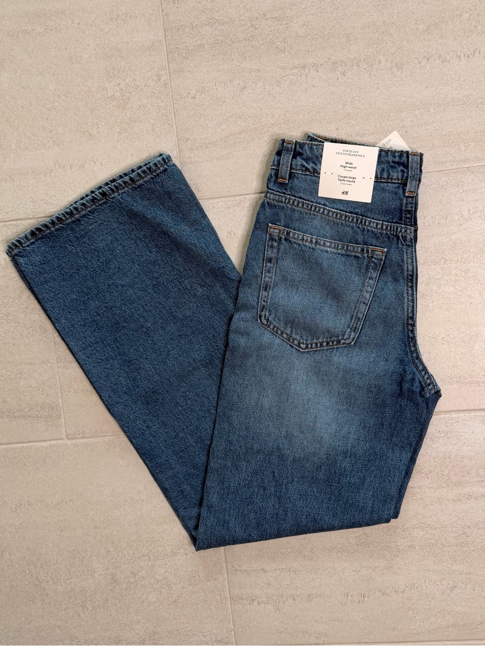 💛2 for $20- H&M Wide High Waist Full Length Jeans Light Wash Size 0 NWT